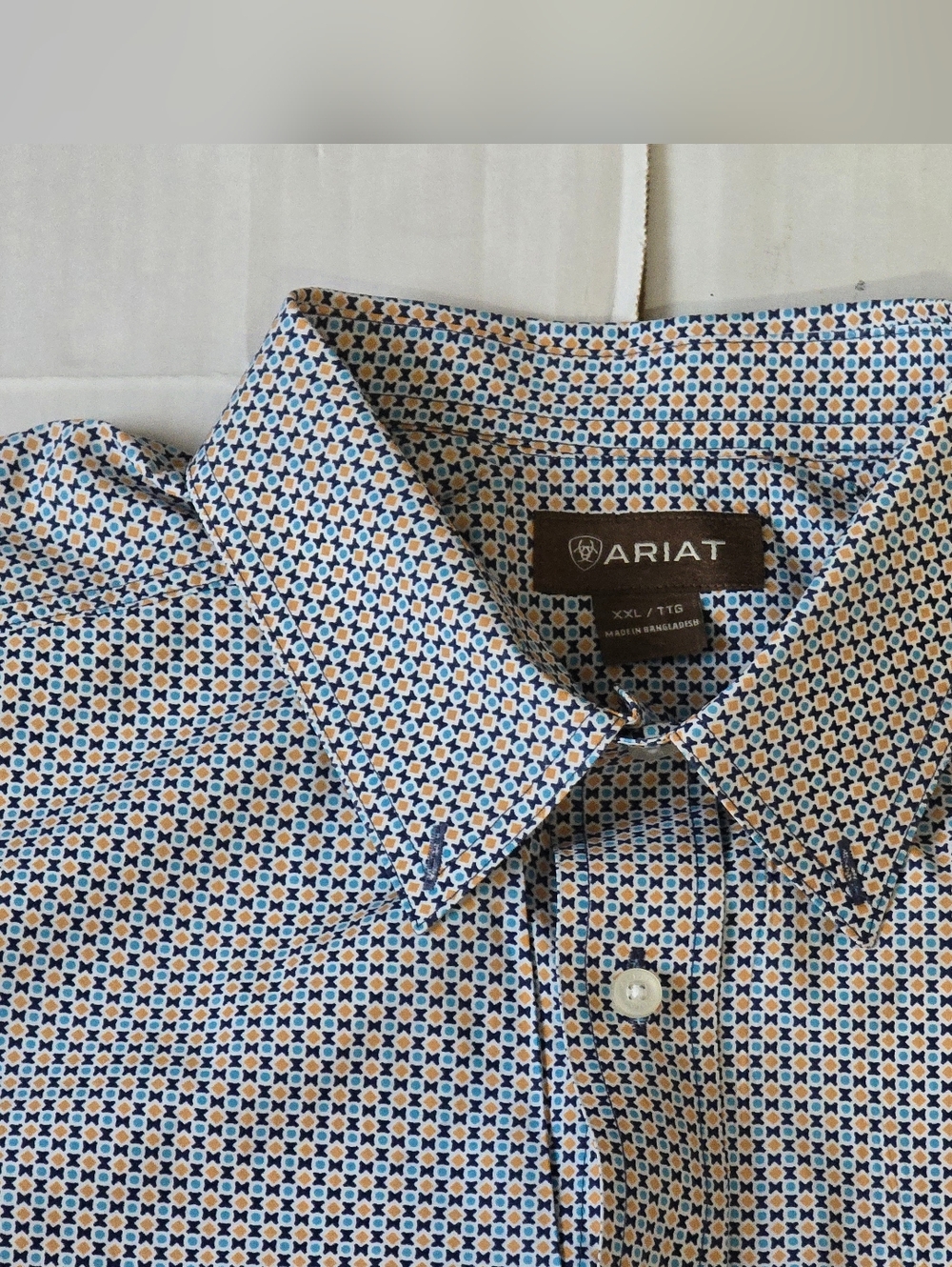 Ariat Short Sleeve Button Down Geometric Tile Print Mens XXL Shirt